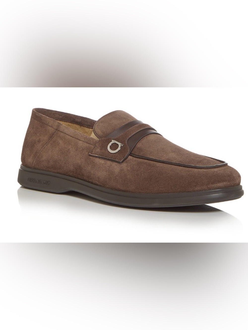 NIB FERRAGAMO Men's Drame Suede Gancini Loafers